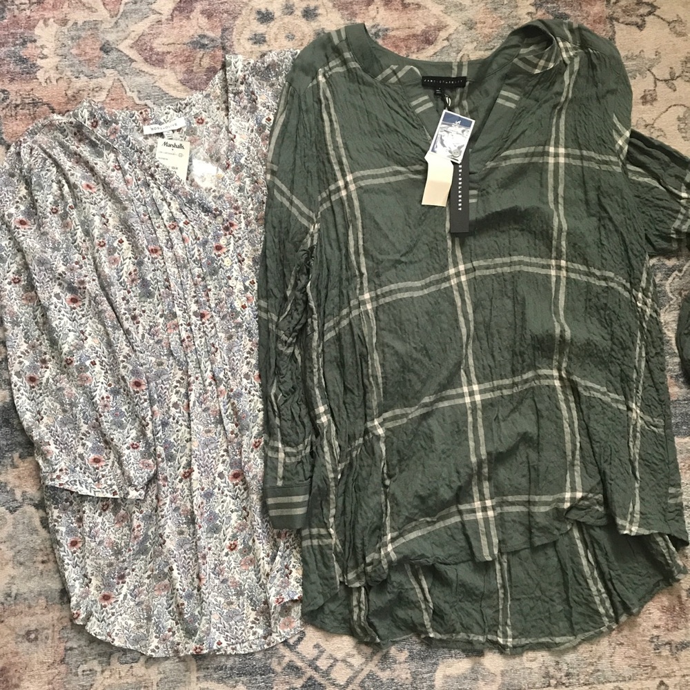 Rose & Olive Green Plaid Long Sleeve Blouse